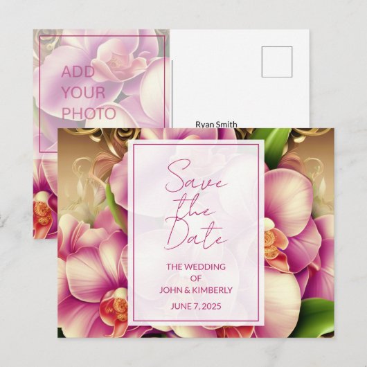 豪華な結婚式の写真QRコードCD Save the Dateはがき 案内ポストカード (正面/裏面)