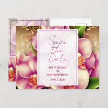 豪華な結婚式の写真QRコードCD Save the Date ポストカード