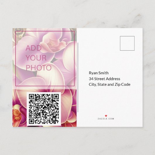 豪華な結婚式の写真QRコードCD Save the Date ポストカード (裏面)