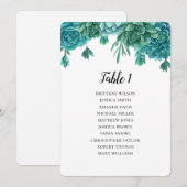 豪華な結婚式の席次表。サボテンのテーブルプラン 招待状 (正面/裏面)