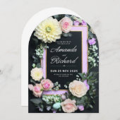 豪華な結婚式招待状とエレガントフローラ 招待状 (正面/裏面)