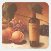 豪華な絵を描フルーツとワイン。 スクエアシール (正面)