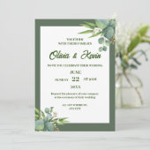 豪華な緑の結婚式招待状 招待状 (スタンド正面)