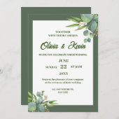 豪華な緑の結婚式招待状 招待状 (正面/裏面)