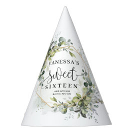 豪華な緑の葉の金ゴールドフレーム甘い16th パーティーハット