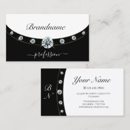 豪華な縁ど金ゴールド白黒イニシャル 名刺