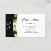 豪華な縁ど金ゴールド白黒イニシャル 名刺 (裏面)