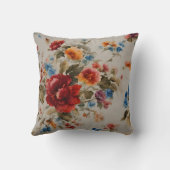豪華な繊細な赤、青、黄色、ピンクの花 クッション (裏面)