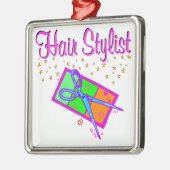 豪華な美容師及び美容師 メタルオーナメント (左)