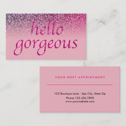 豪華な美容院のアポイントメントのピンク|こんにちは 予約カード (正面/裏面)