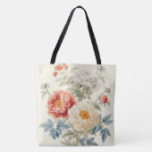豪華な芍薬のシームレスパターン トートバッグ (正面)