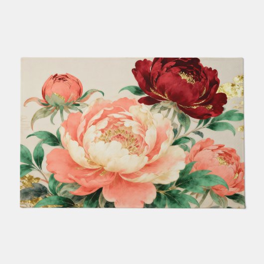 豪華な芍薬の花束 ドアマット (正面)