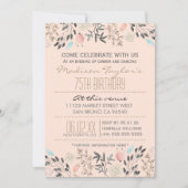 豪華な花とダイヤモンドの75歳の誕生日 招待状 (正面)