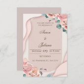 豪華な花のウェディング招待状 サンキューカード (正面/裏面)