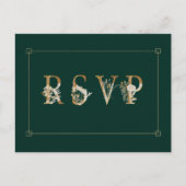 豪華な花のウェディングRSVPソングリクエスト招待状 インビテーションポストカード (正面)