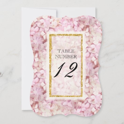 豪華な花のゴールドのテーブル番号 招待状 (正面)