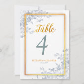 豪華な花のゴールドフレームカリグラフィーテーブルナンバー 招待状 (裏面)