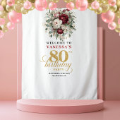 豪華な花のゴールド80歳の誕生日背景 タペストリー