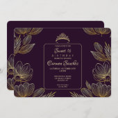 豪華な花のスイート16 招待状 (正面/裏面)