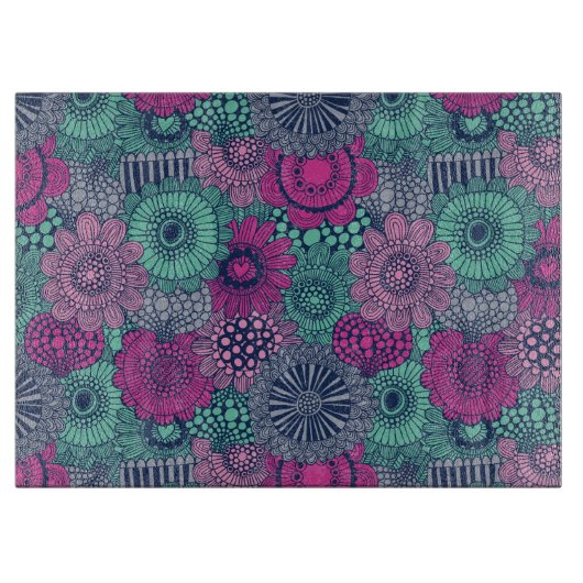 豪華な花のスタイリッシュで明るいパターン カッティングボード (正面)
