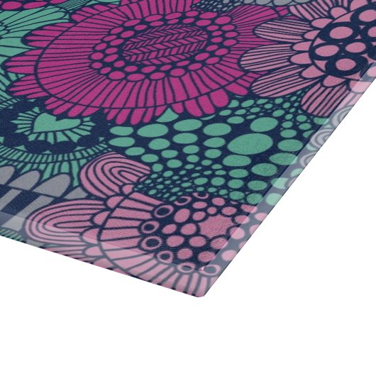 豪華な花のスタイリッシュで明るいパターン カッティングボード (角)