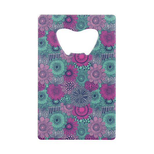 豪華な花のスタイリッシュで明るいパターン クレジットカード栓抜き (裏面)