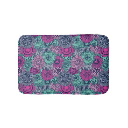 豪華な花のスタイリッシュで明るいパターン バスマット (正面)