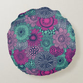 豪華な花のスタイリッシュで明るいパターン ラウンドクッション (裏面)