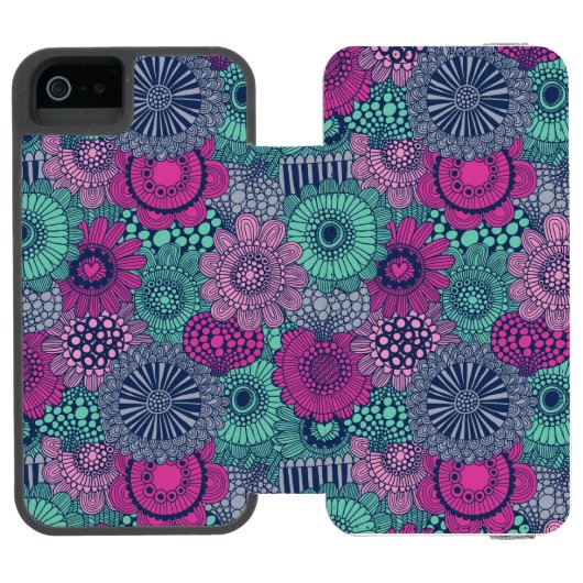 豪華な花のスタイリッシュで明るいパターン INCIPIO iPhoneウォレットケース (フォリオ Open)