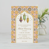 豪華な花のデザインのティーライト めんでの儀式 箔招待状 (立ち正面)