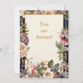 豪華な花のフレーム ウェディング招待状 招待状 (裏面)