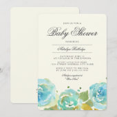 豪華な花のベビーシャワー招待状 招待状 (正面/裏面)
