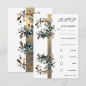 豪華な花の優雅さ 出欠確認 招待状 (正面/裏面)
