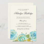 豪華な花の卒業パーティー招待状 招待状 (正面/裏面)