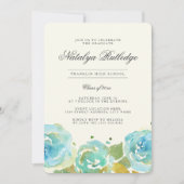 豪華な花の卒業パーティー招待状 招待状 (正面)