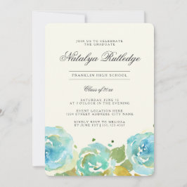 豪華な花の卒業パーティー招待状 招待状