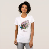 豪華な花の孔雀 バラと蘭と蓮 Tシャツ (正面フル)
