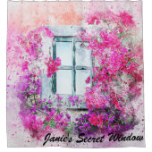 豪華な花の窓の水彩画のシャワー・カーテン シャワーカーテン (正面)