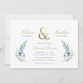 豪華な花の結婚式のリハーサルディナー招待状 招待状 (正面)