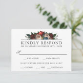 豪華な花の結婚式の出欠返信カード(食事選択付き) 出欠カード (スタンド正面)