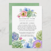 豪華な花の縮小された結婚式のゲストリスト 案内状 (正面/裏面)