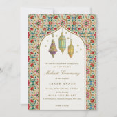 豪華な花の装飾のティーライト メンディ式 招待状 (正面)