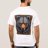 豪華な花の装飾の熊 Tシャツ (裏面)