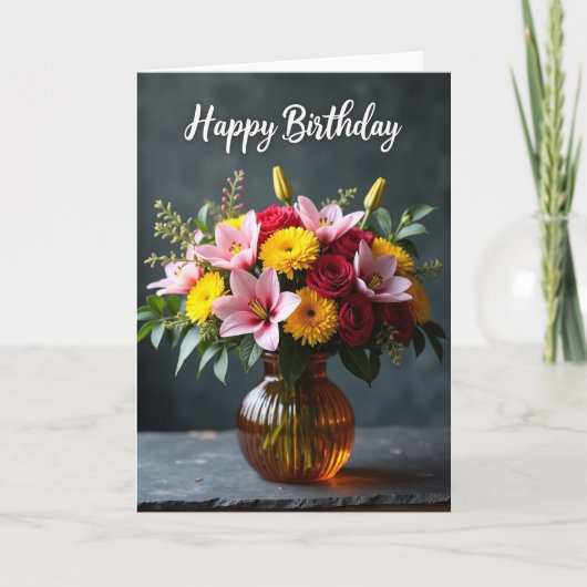 豪華な花の誕生日カード カード (正面)