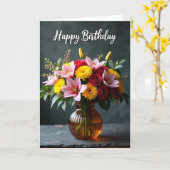 豪華な花の誕生日カード カード (黄色い花)