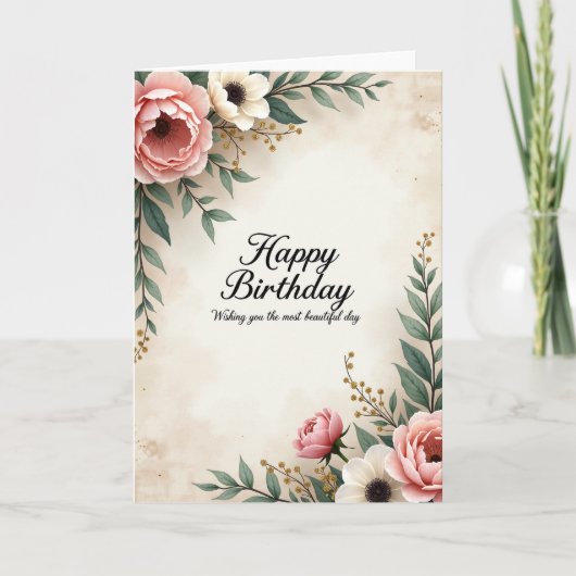 豪華な花の誕生日カード カード (正面)