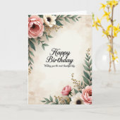 豪華な花の誕生日カード カード (黄色い花)
