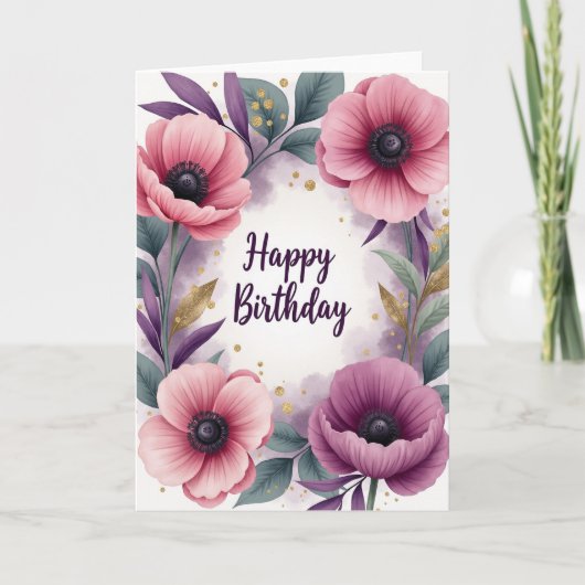 豪華な花の誕生日カード カード (正面)
