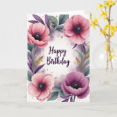 豪華な花の誕生日カード カード (黄色い花)