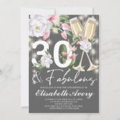 豪華な花の30歳誕生日パーティー 招待状 (正面)